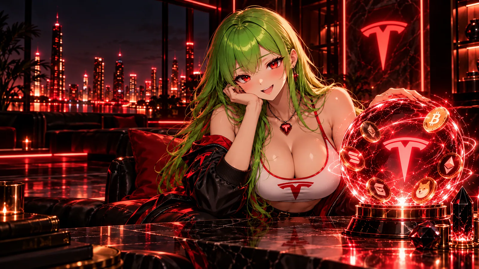 Sister beside her glowing red oracle